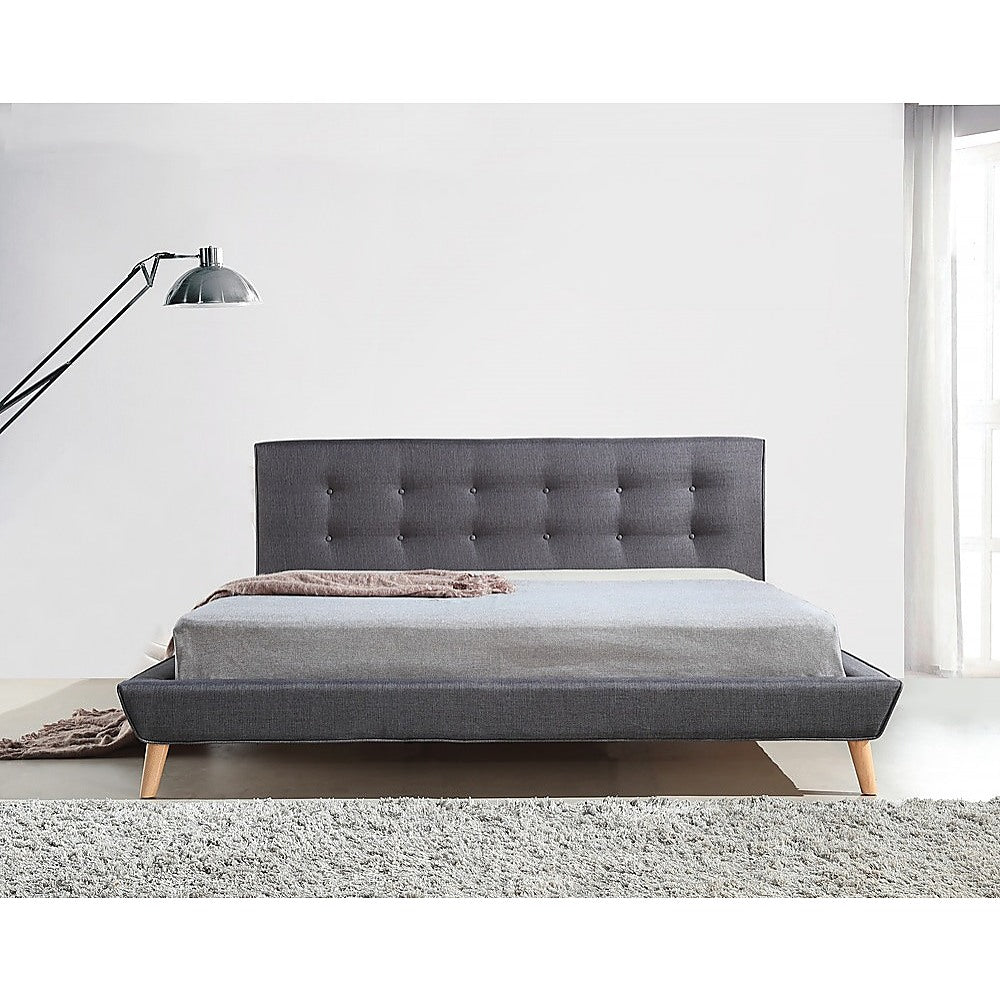 King Linen Fabric Deluxe Bed Frame Grey