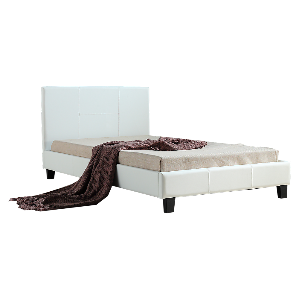 King Single PU Leather Bed Frame White