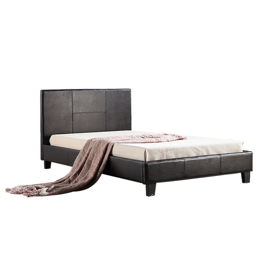 King Single PU Leather Bed Frame Brown