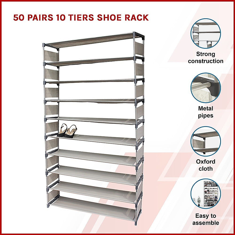 50 Pairs 10 Tiers Shoe Rack