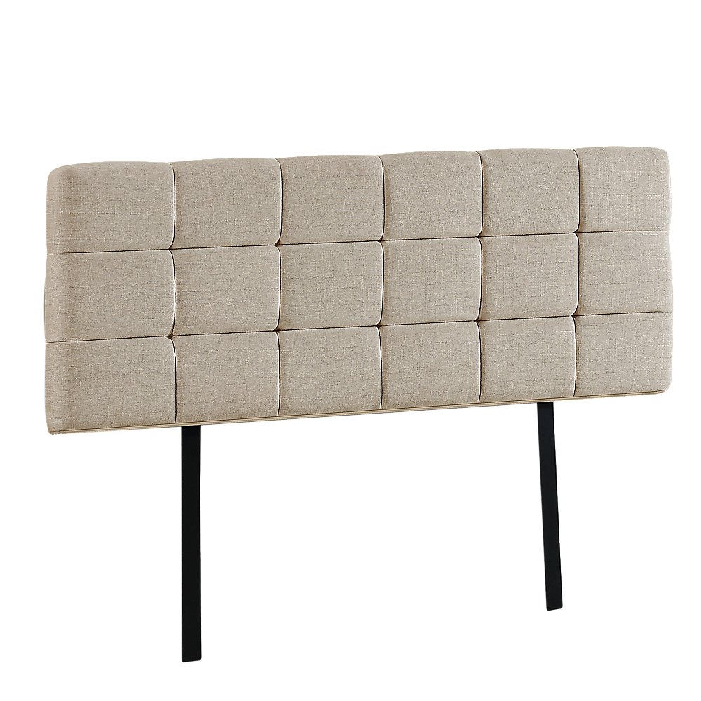 Linen Fabric Double Bed Deluxe Headboard Bedhead - Beige