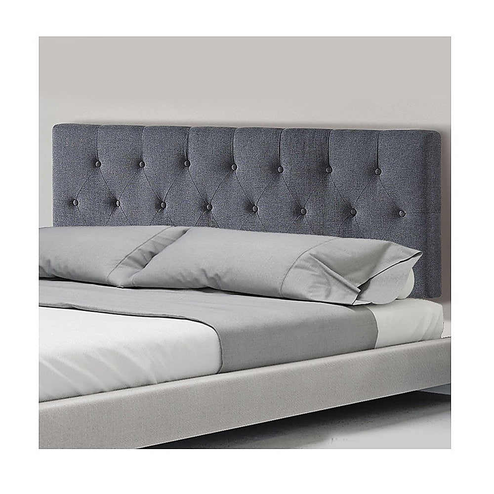 Linen Fabric Double Bed Deluxe Headboard Bedhead - Grey