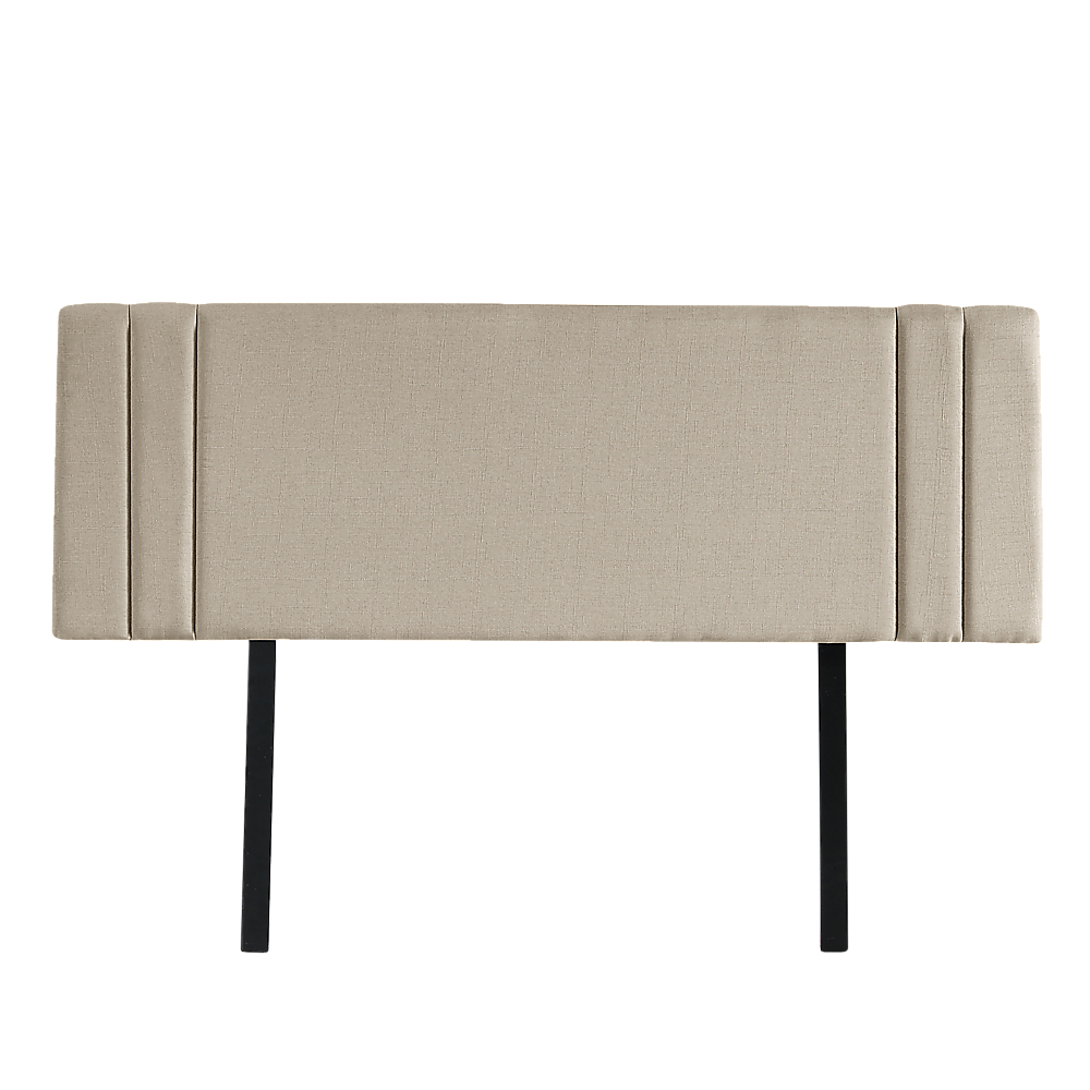 Linen Fabric King Bed Deluxe Headboard Bedhead - Beige