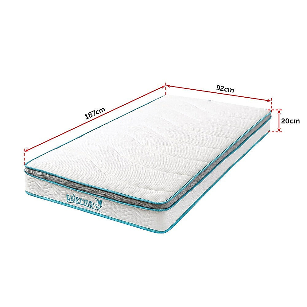 Palermo Single 20cm Memory Foam and Innerspring Hybrid Mattress