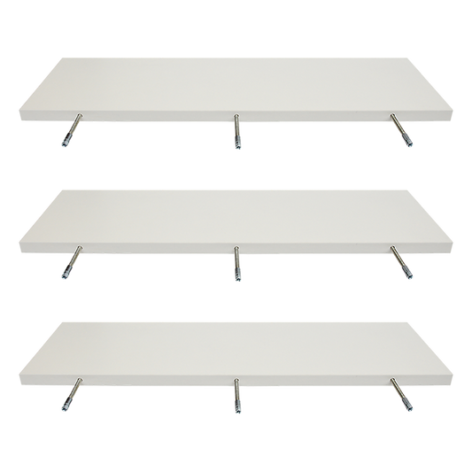 Floating Wall Shelf Wooden Shelves Wall Storage 80cm - White - Pack of 3