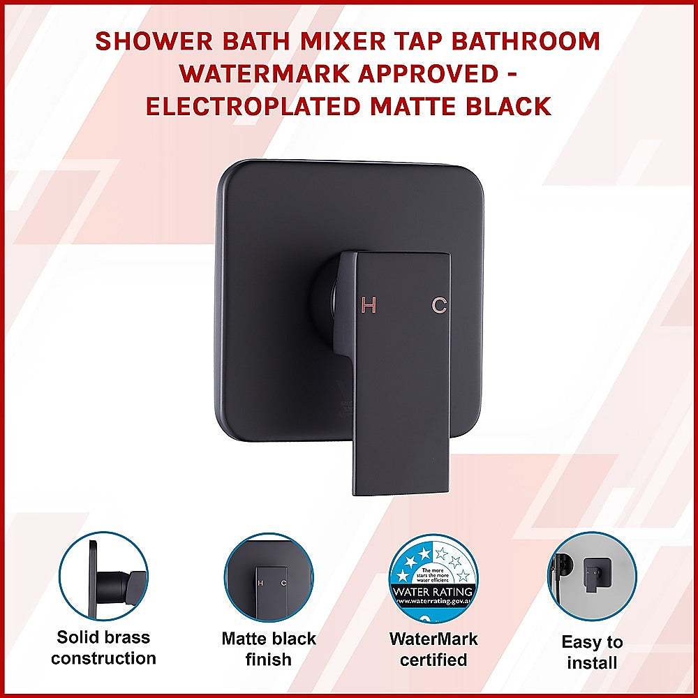 Shower Bath Mixer Tap Bathroom WATERMARK Approved - Electroplated Matte Black