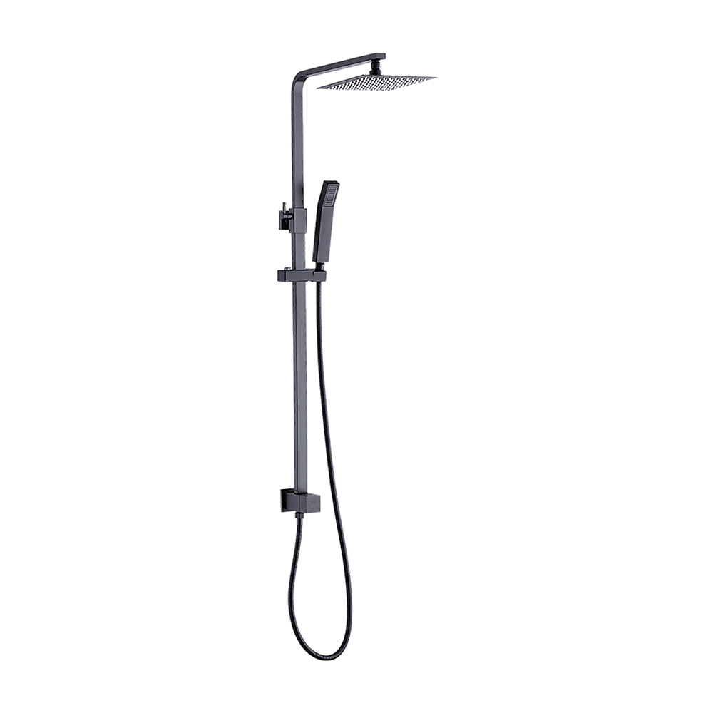 WELS 8" Rain Shower Head Set Square Dual Heads Faucet High Pressure Hand Held