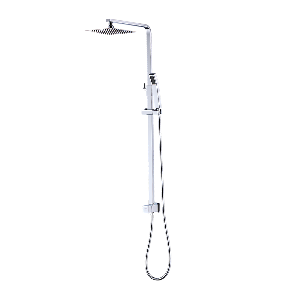 WELS 8" Rain Shower Head Set Square Dual Heads Faucet High Pressure With Mixer