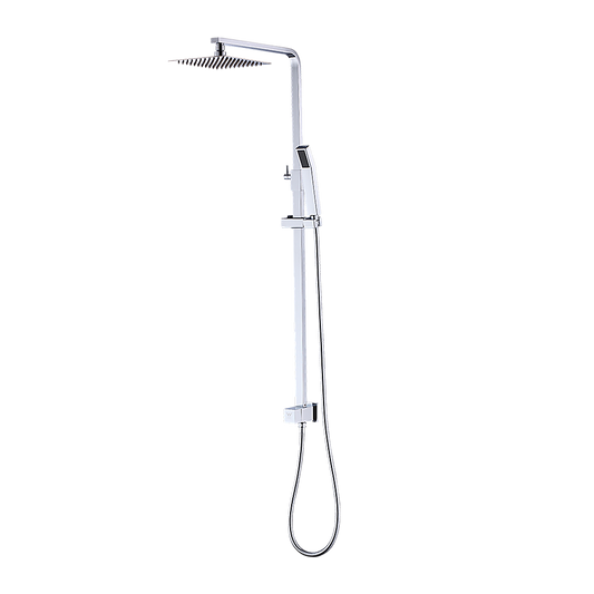 WELS 8" Rain Shower Head Set Square Dual Heads Faucet High Pressure With Mixer