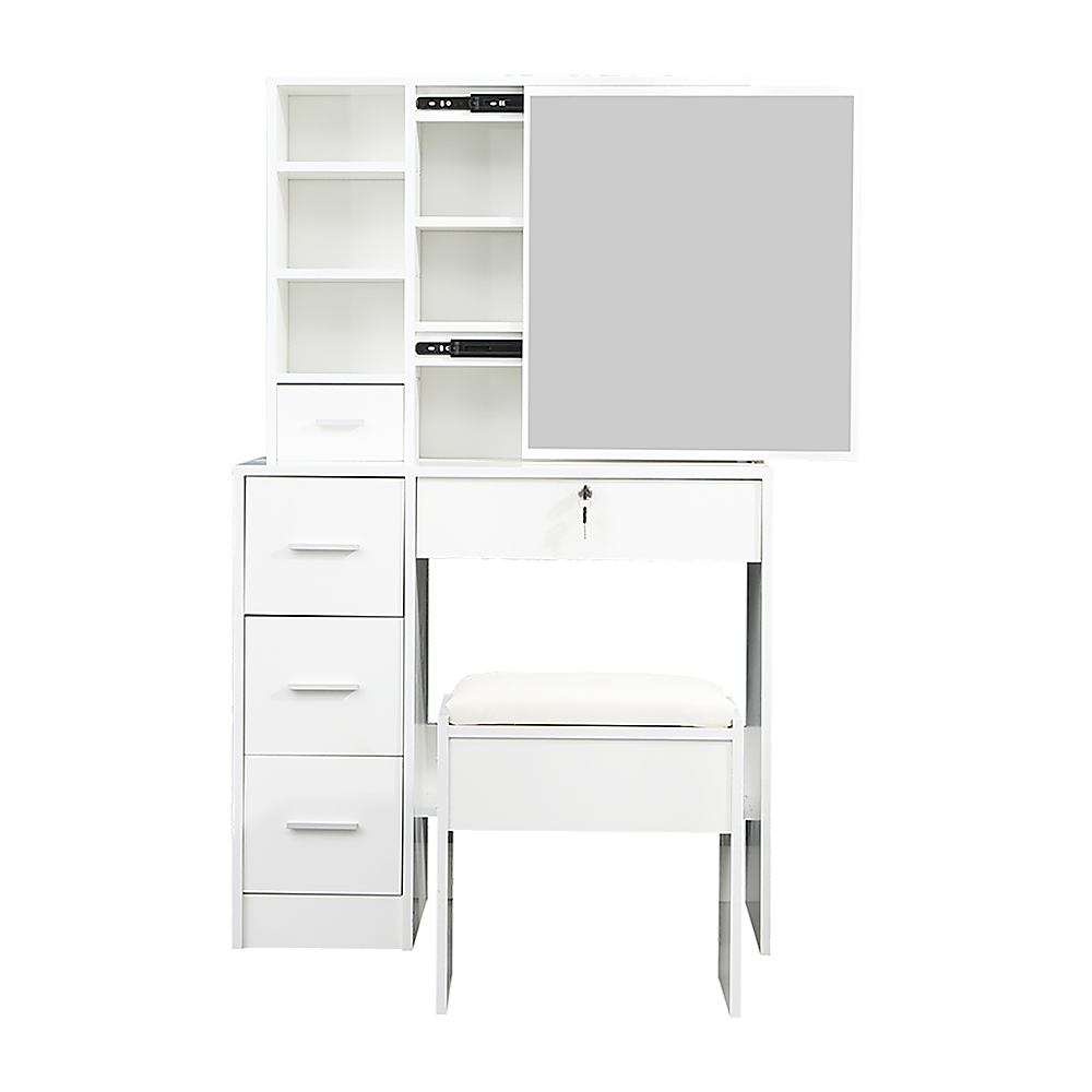 Dressing Table Stool Mirror Jewellery Cabinet Makeup Storage Drawer White