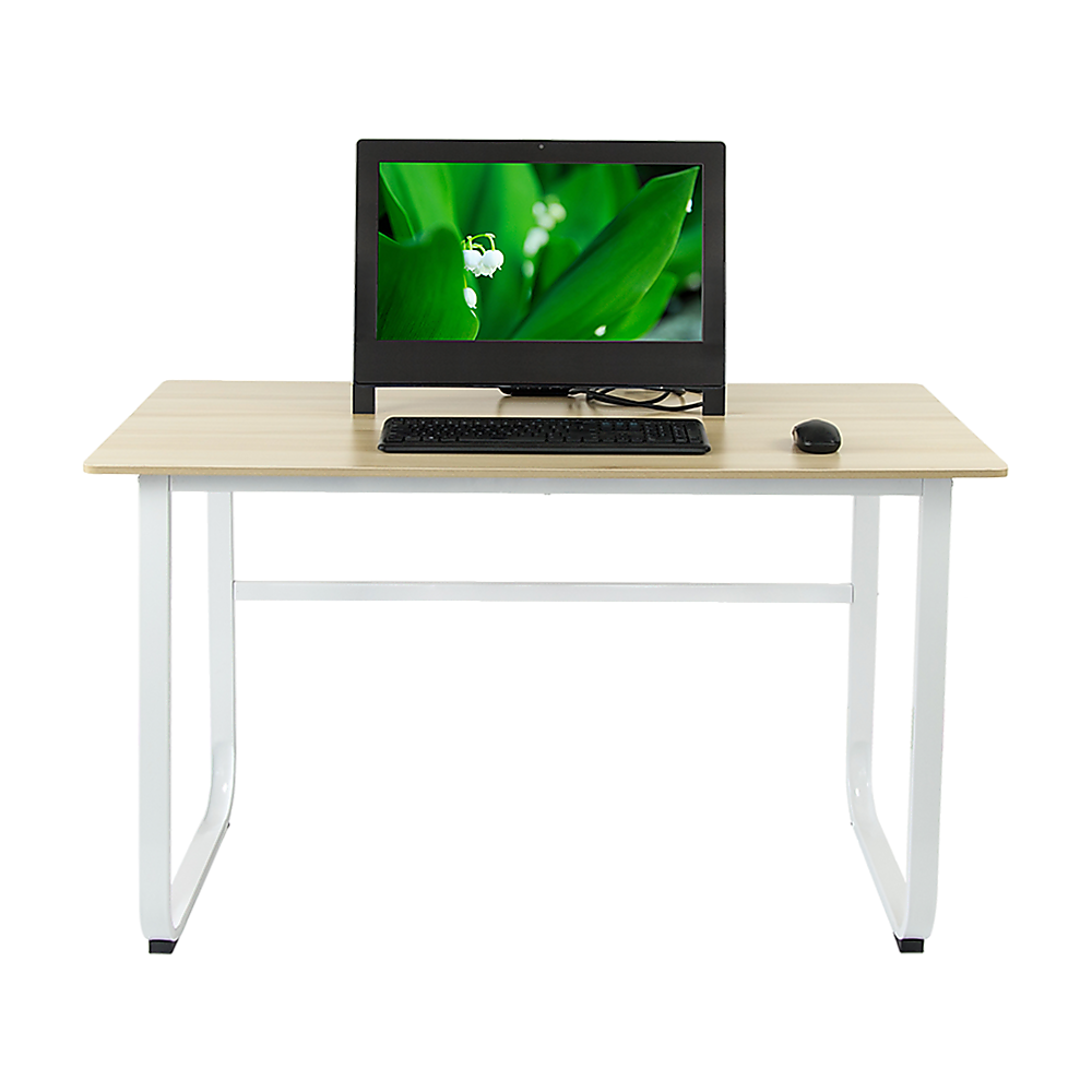 Wood & Steel Solid Computer Desk Home Office Furniture