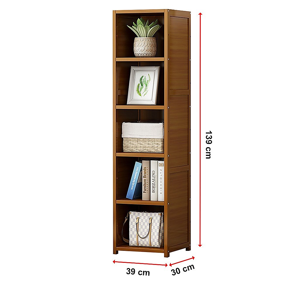 Bamboo Shelf Bookcase Display Storage Rack Stand Livingroom Bedroom