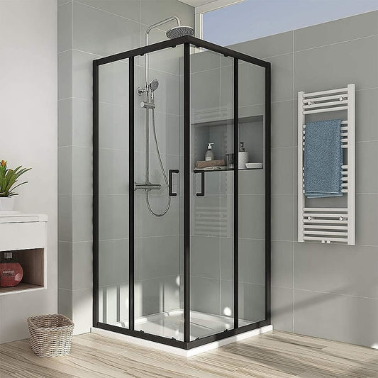 Adjustable 1000x1200mm Double Sliding Door Glass Shower Screen in Black