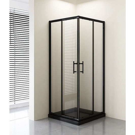 Adjustable 1000x1200mm Double Sliding Door Glass Shower Screen in Black