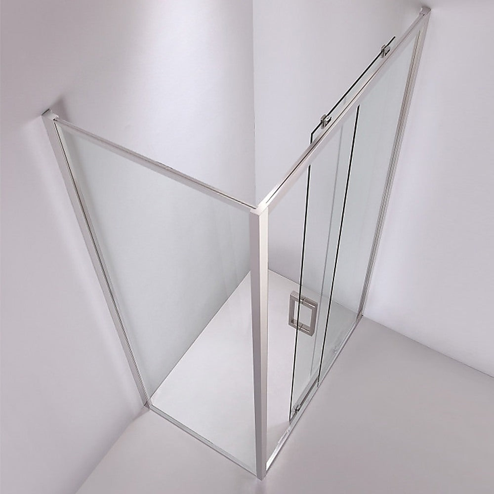 Adjustable 1500x920mm Single Door Corner Sliding Glass Shower Screen in Chrome