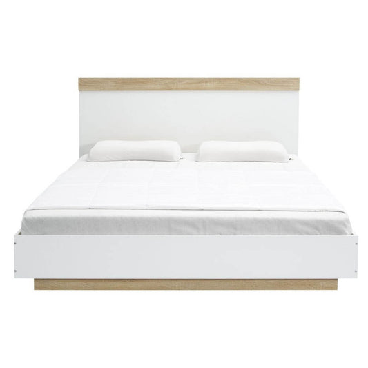 Aiden Industrial Contemporary White Oak Bed Frame - Double