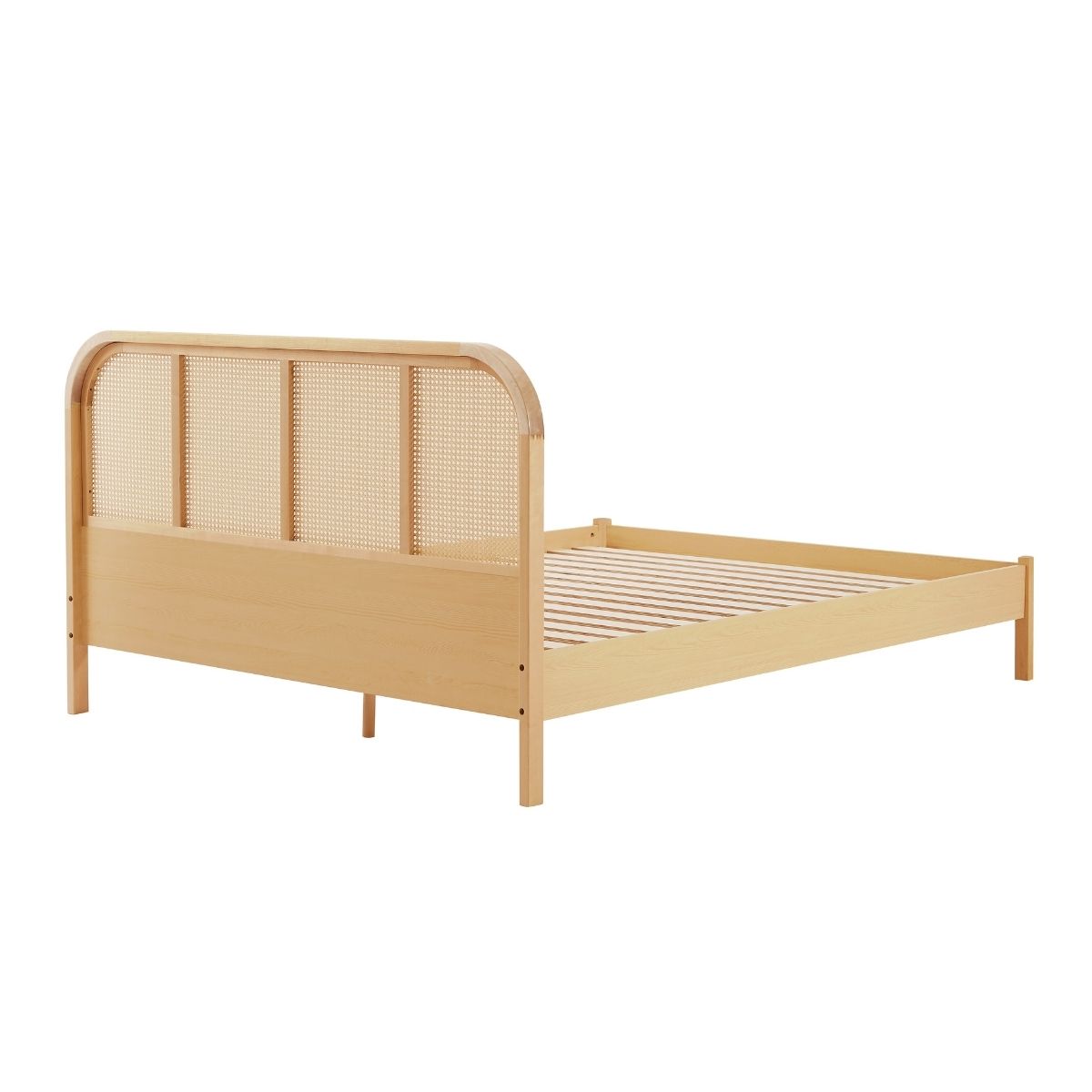 Lulu Bed Frame with Curved Rattan Bedhead - Double