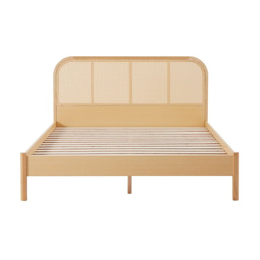 Lulu Bed Frame with Curved Rattan Bedhead - King