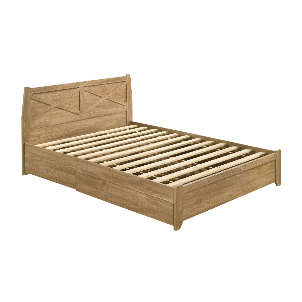 Mica Natural Wooden Bed Frame with Storage Drawers Queen