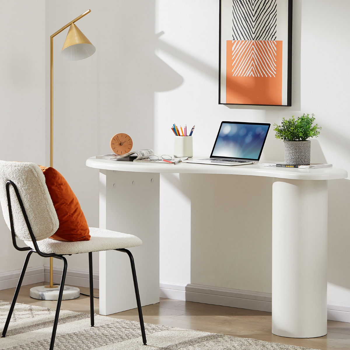 Cobble White Office Desk