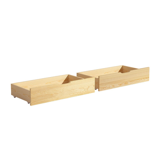 Artiss Set of 2 Bed Frame Storage Drawers Timber Trundle for Wooden Bed Frame Base Oak