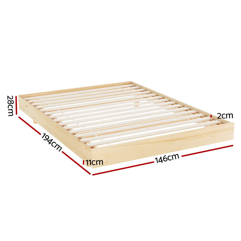 Artiss Bed Frame Double Size Floating Wooden Mattress Base Platform Timber ODIN