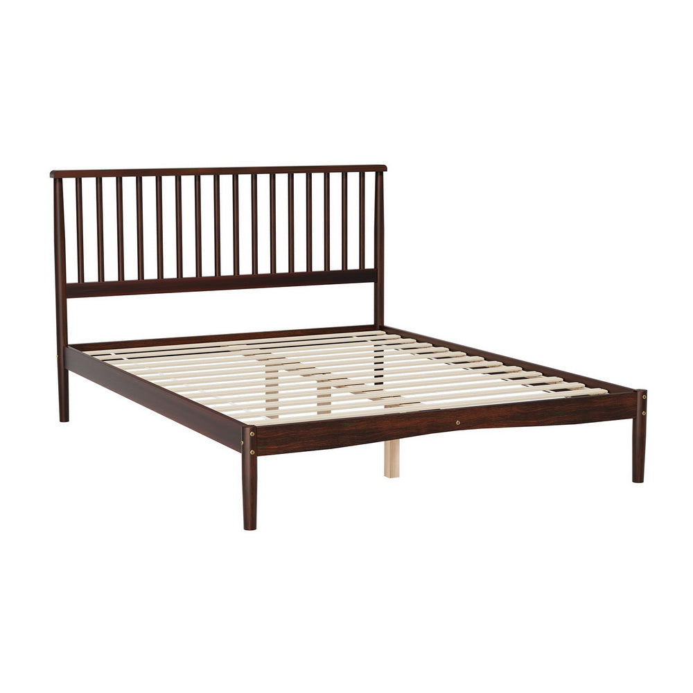 Artiss Bed Frame Double Size Wooden Base Mattress Platform Timber Walnut VISE