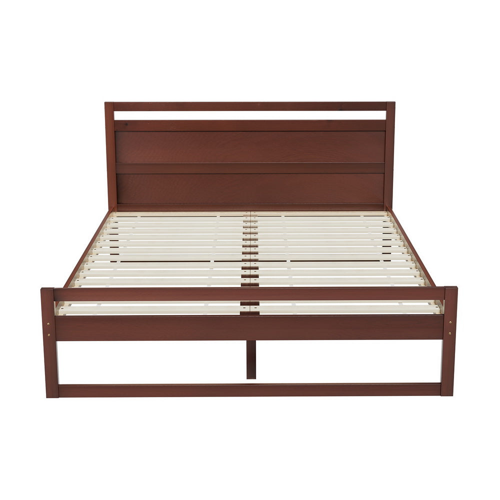 Artiss Bed Frame Queen Size Wooden Walnut WITTON