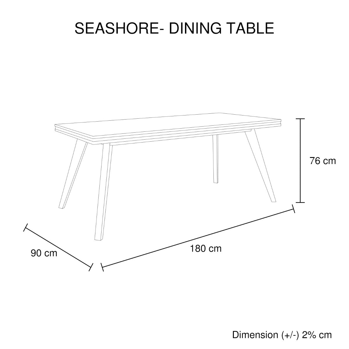 Dining Table 180cm Medium Size Solid Acacia Wooden Frame in Silver Brush Colour