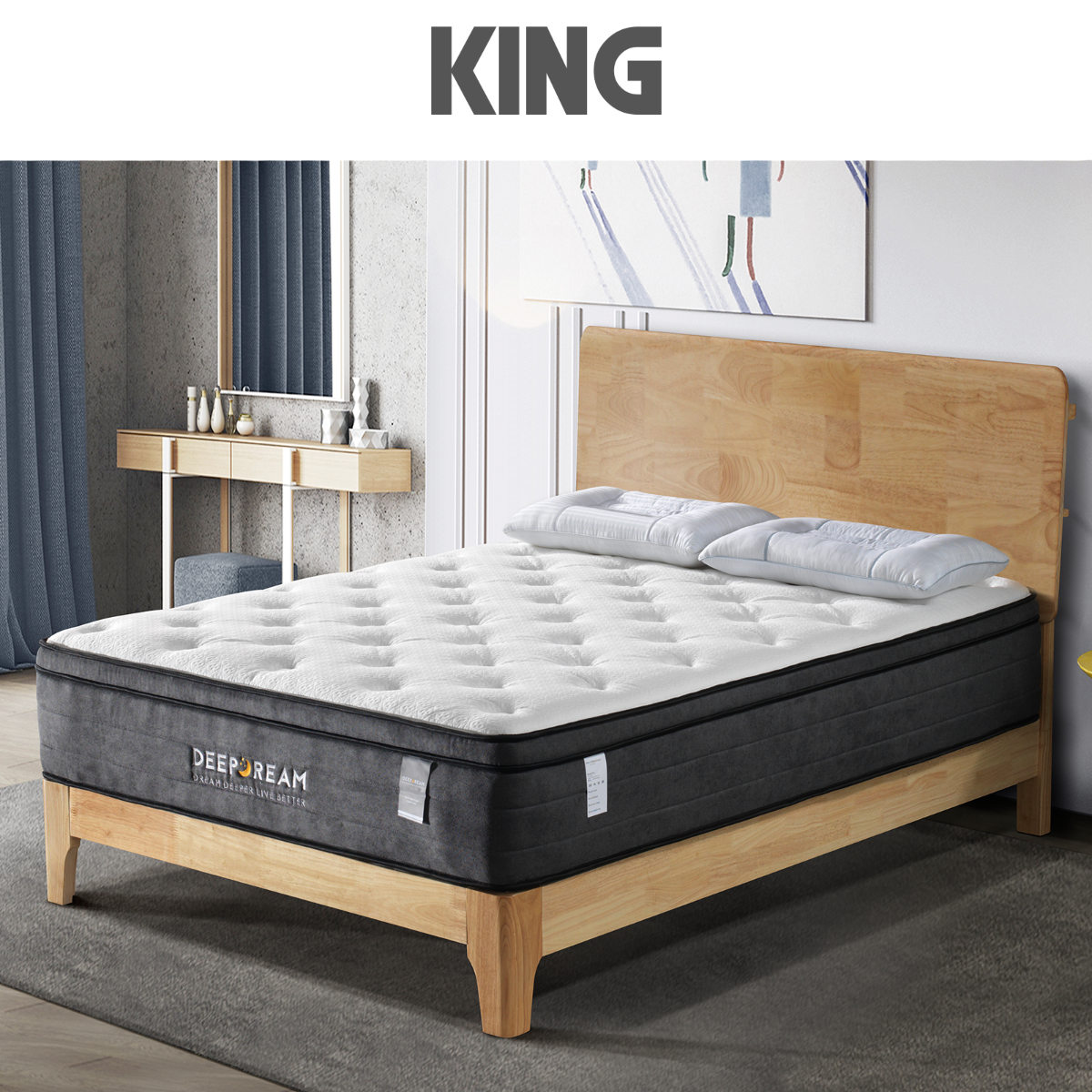 Eurotop Mattress 5 Zone Pocket Spring Latex Foam 34cm - King