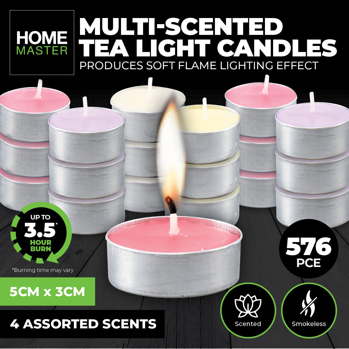 Home Master 576PCE Multi-Scented Tealight Candles Home Décor Party Wedding