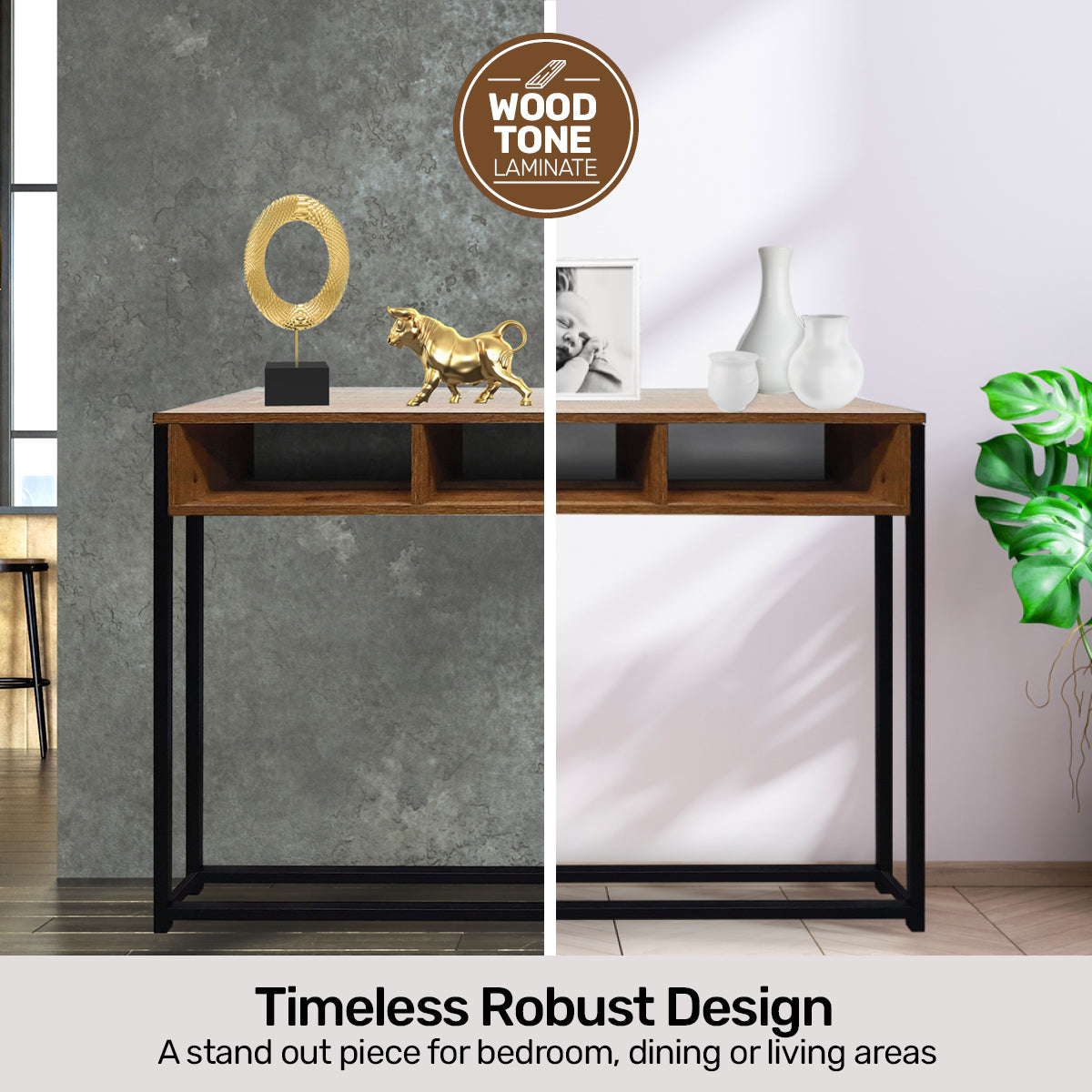 Home Master Vogue Wood Tone Console Table Rustic Flawless Design 110cm